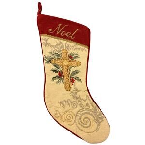Beautiful "NOEL"  Needle Point and Cross Stitch Christmas Stockings